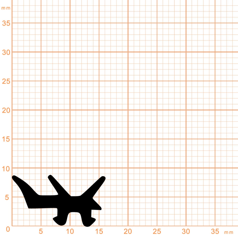 Verglasungsdichtung für Fenster | Breite: 16 mm | Farbe: schwarz