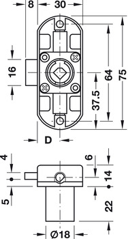Schließsysteme - Drehstangen-Schloss | Symo Piccolo-Nova | Dornmaß: 15 mm