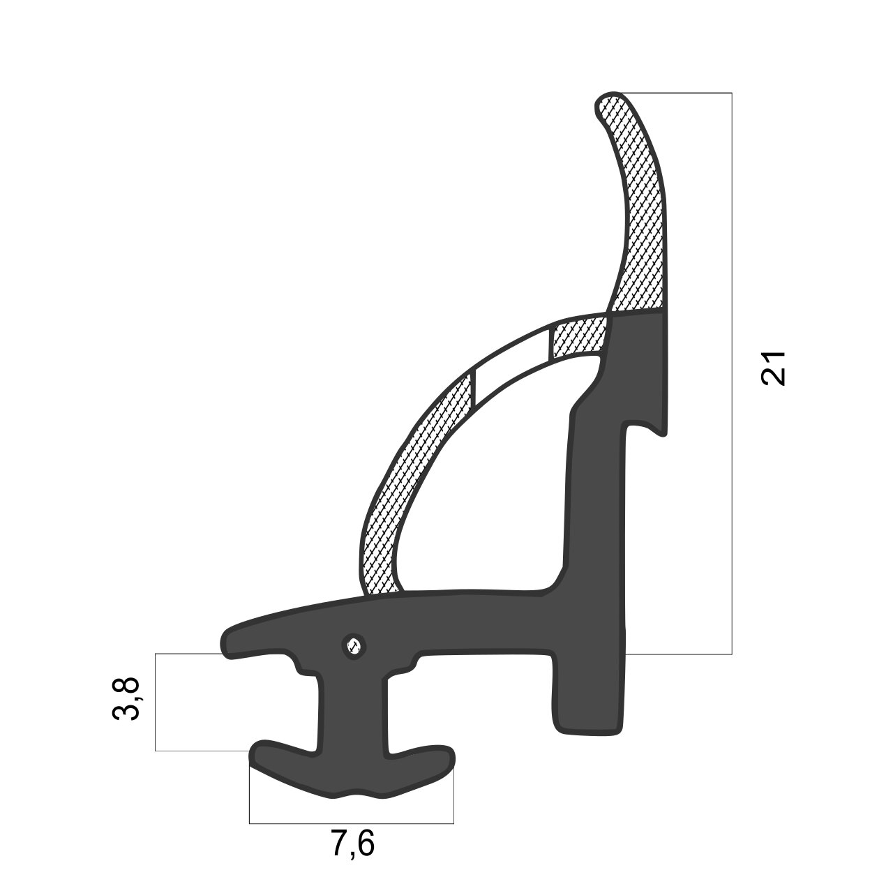 Schwallwasserdichtungen - Caravandichtung | Höhe: 21 mm | Farbe: schwarz