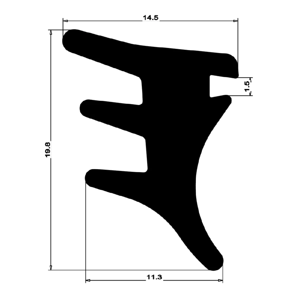 Verglasungsdichtung für Fenster | 20 mm Breite | Farbe: schwarz