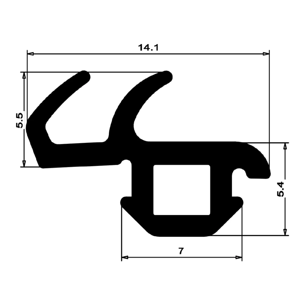 Anschlagdichtung mit Lippe und profiliertem Fuß | 10 mm Höhe | Farbe: schwarz