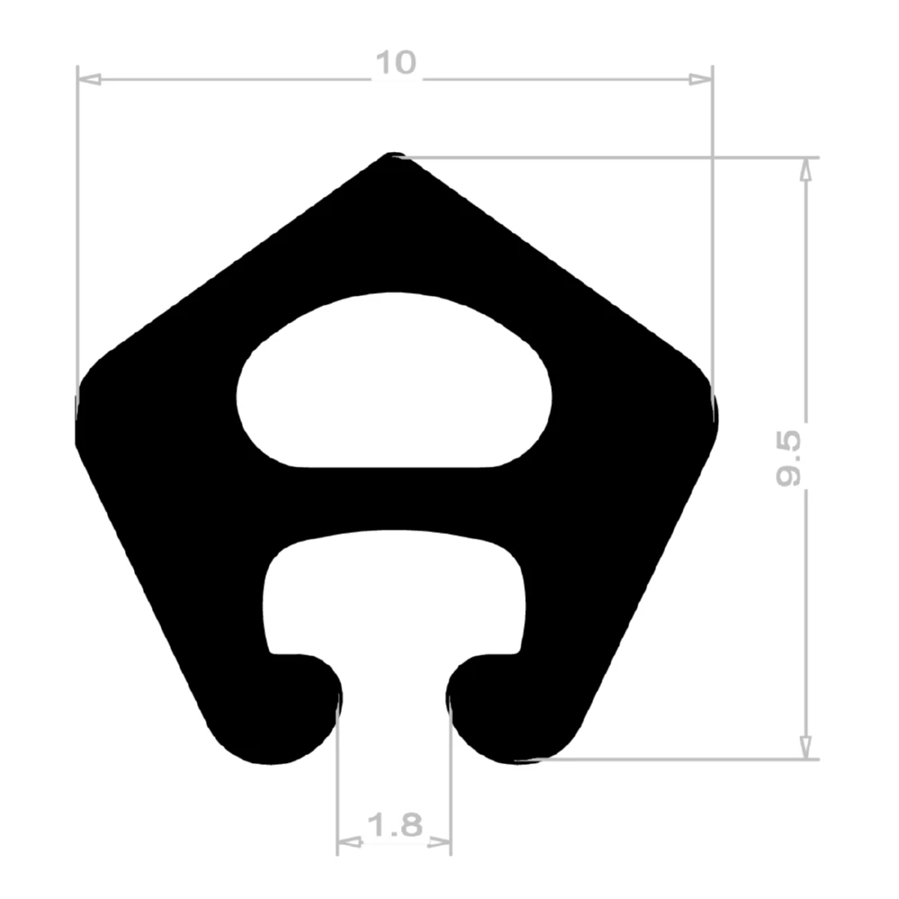 Verglasungsdichtung für Fenster | 9 mm Höhe | Farbe: schwarz