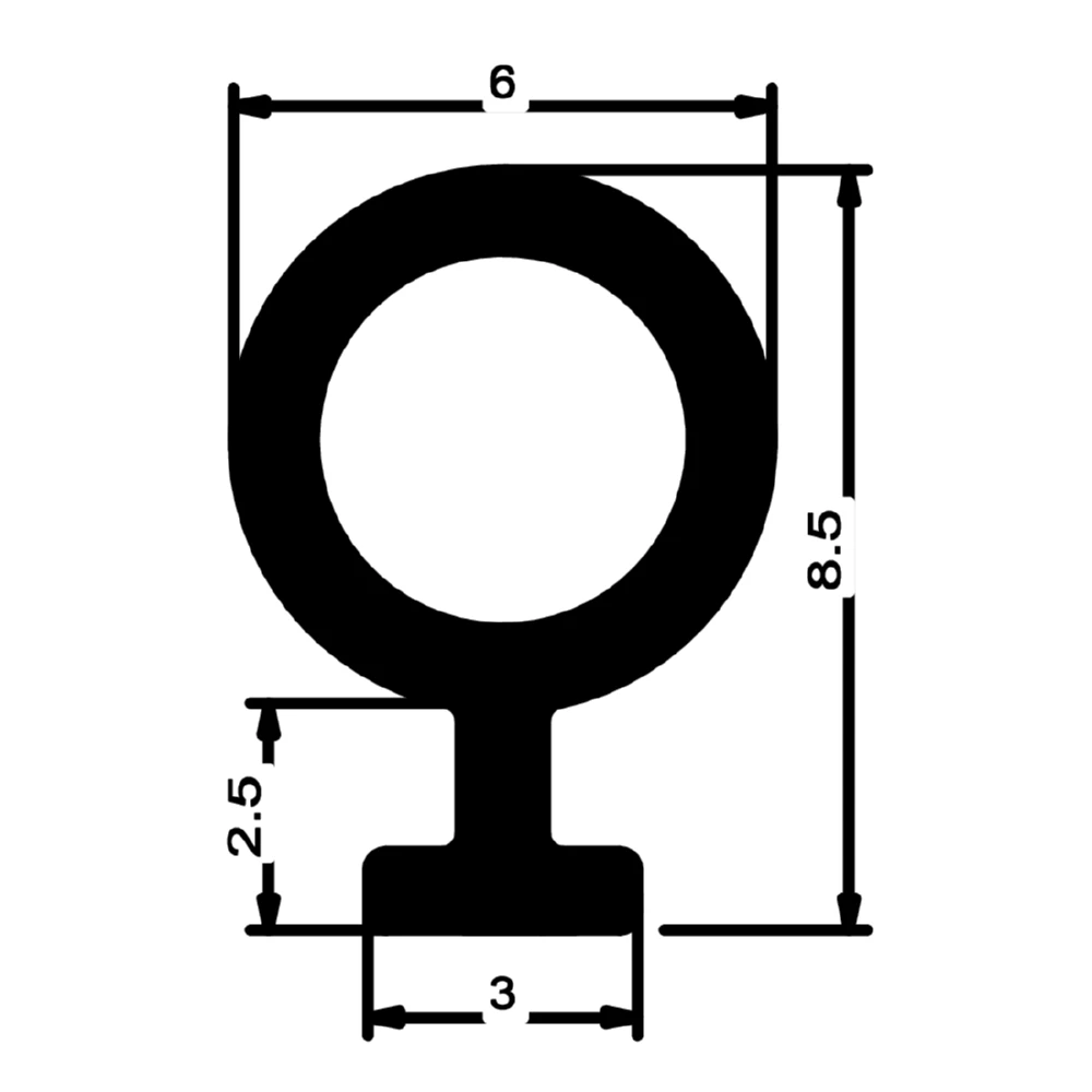 Anschlagdichtung mit Schlauch | 8,5 mm Höhe | Farbe: weiß
