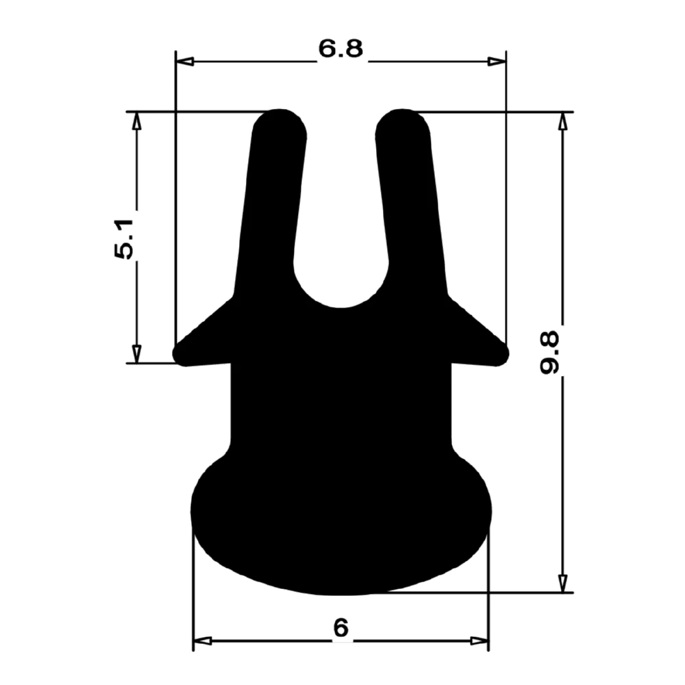 Anschlagdichtung mit Lippe | 11 mm Höhe | Farbe: schwarz
