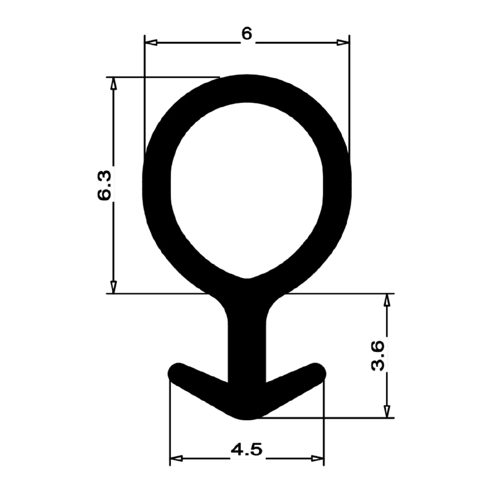 Anschlagdichtung mit Schlauch | 10 mm Höhe | Farbe: schwarz