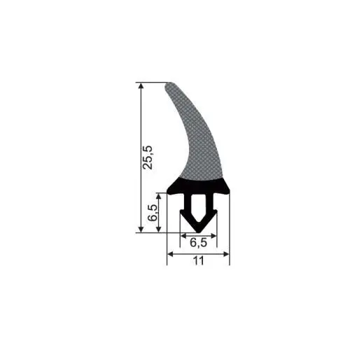 Kühlschrankdichtungen - Kühlschrankdichtung Meterware | Höhe: 25,5 mm | Farbe: schwarz