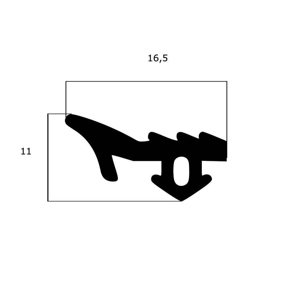 Verglasungsdichtungen - Anschlagdichtung für Wicona und Wicline Fenster | 16,5 mm Höhe | Farbe: schwarz