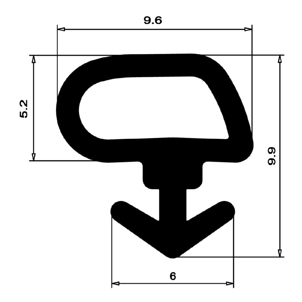 Anschlagdichtung mit Schlauch | 10 mm Höhe | Farbe: schwarz