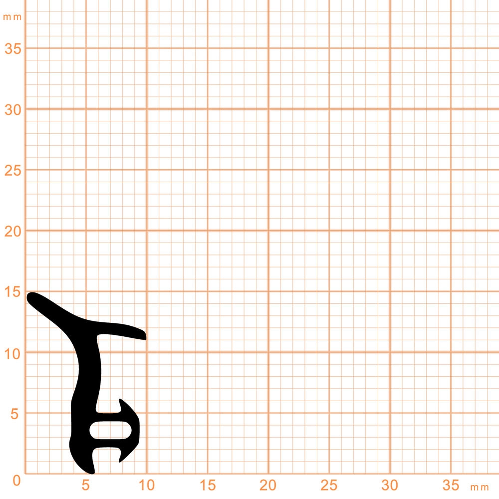 Türrahmen Dichtung - Anschlagdichtung für seitlichen Anschlag | 15 mm Höhe | Farbe: schwarz 