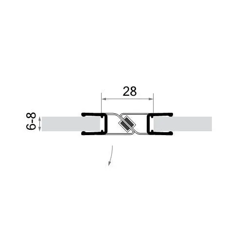 Senkrecht - Dusch-Magnetprofil 180 ° Winkel | 6 - 8 mm Glasstärke | Farbe: transparent