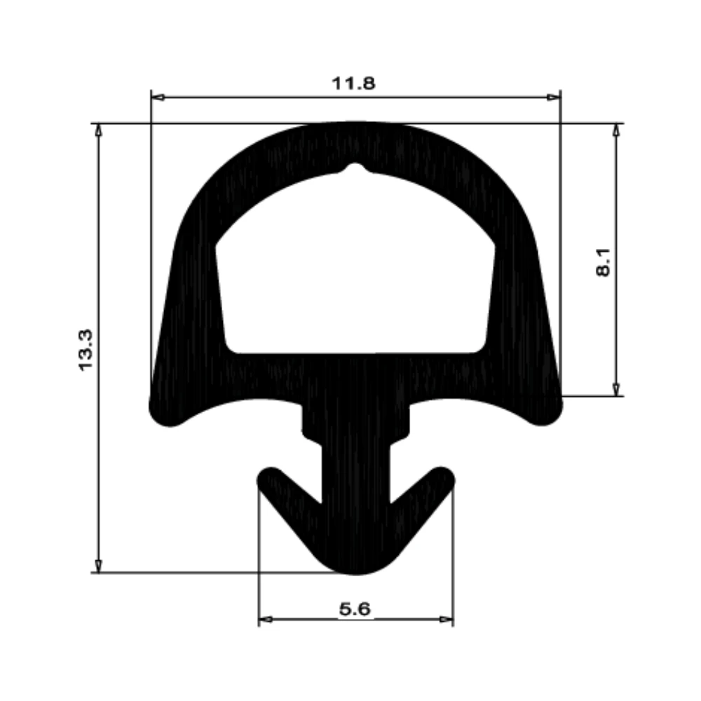 Anschlagdichtung mit Schlauch | 13 mm Höhe | Farbe: schwarz