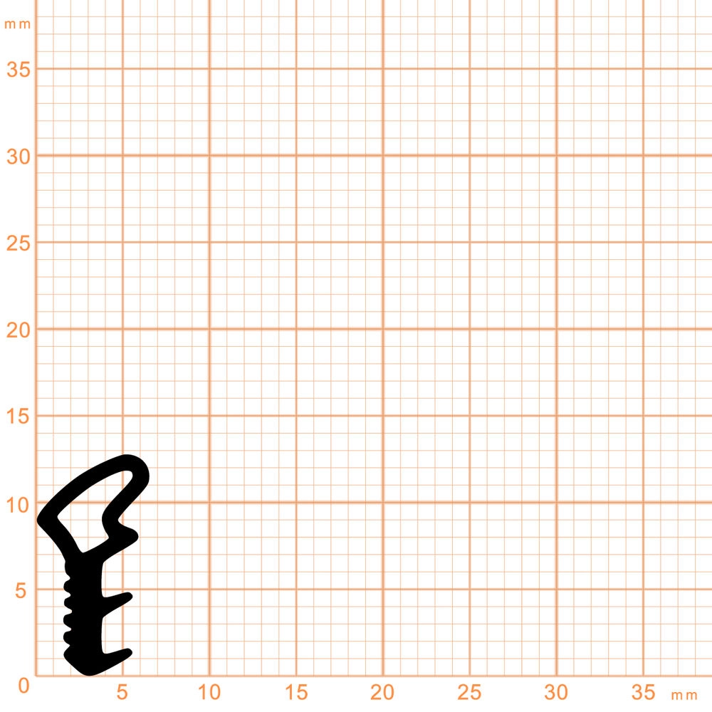 Türrahmen Dichtung - Stahlzargendichtung für Stahlprofile | 6,3 mm Breite | Farbe: schwarz