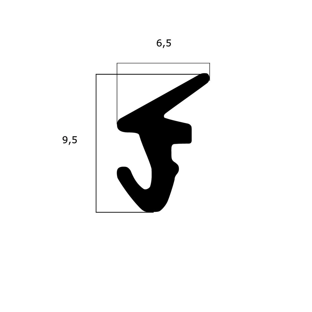 Anschlagdichtung mit Lippe und profiliertem Fuß | 6,5 mm Breite | Farbe: schwarz