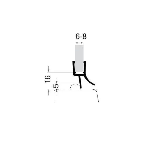 Runddusch-Wasserabweisprofil mit 135° Lippe | 6 - 8 mm Glasstärke | Farbe: transparent