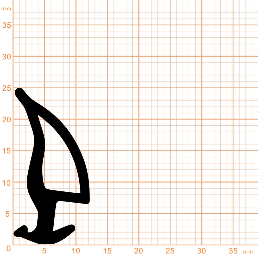 Türrahmen Dichtung - Mitteldichtung für Metallfenster | 12 mm Breite | Farbe: schwarz