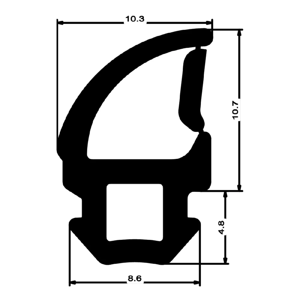 Anschlagdichtung mit Lippe und profiliertem Fuß | 16 mm Höhe | Farbe: schwarz