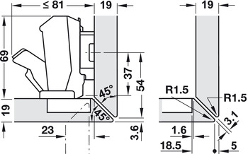 Scharniere - Blum Topfscharnier Clip Top | mit Schließautomatik | Farbe: vernickelt