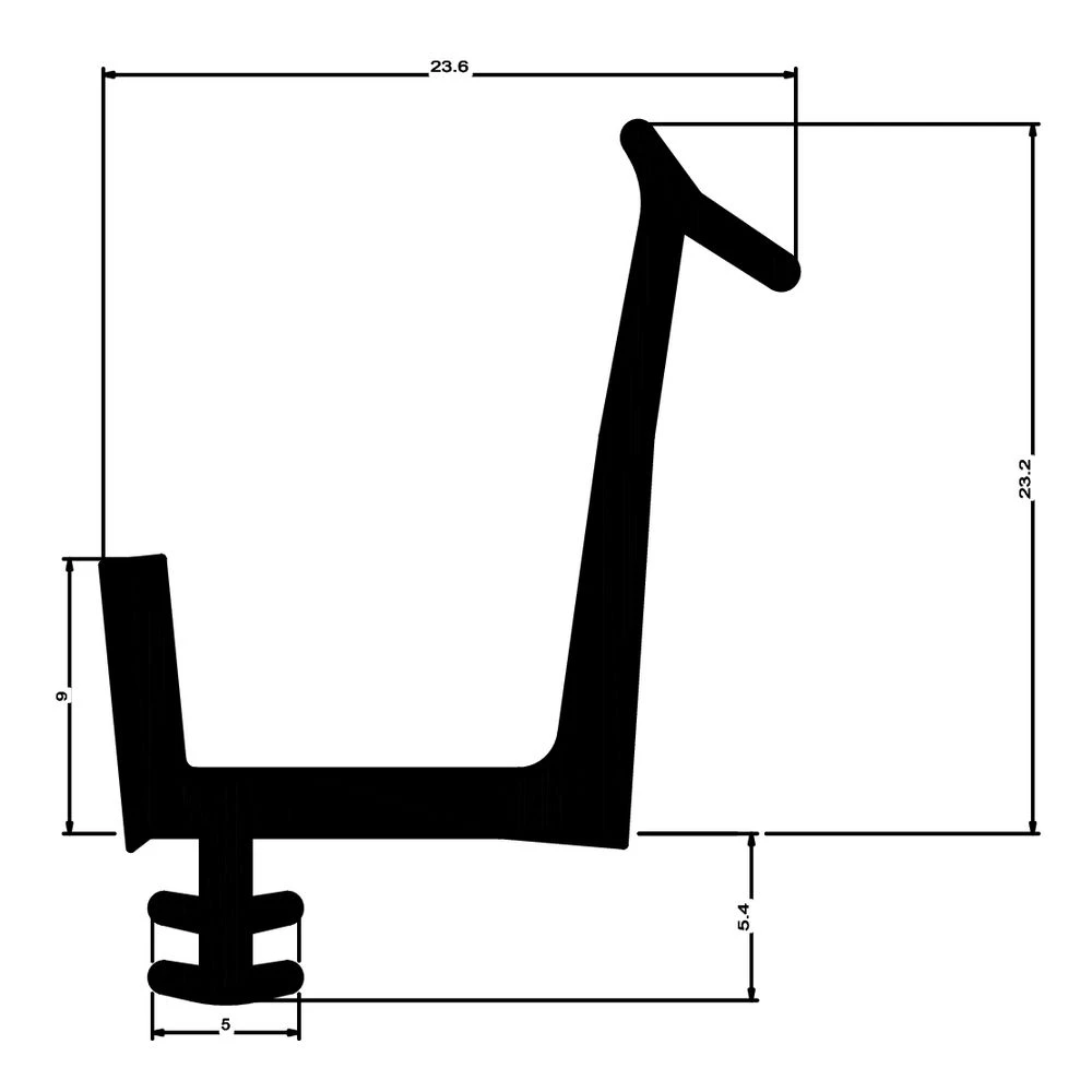 Mitteldichtung für Meeth Fenster | 30 mm Höhe | Farbe: schwarz
