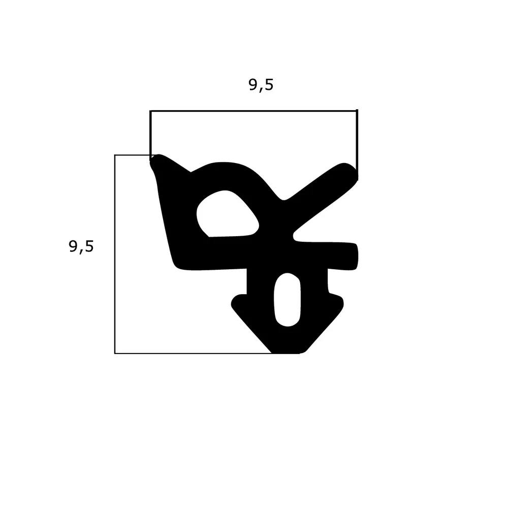 Lippendichtungen - Anschlagdichtung mit Schlauch | 9,5 mm Höhe | Farbe: grau 