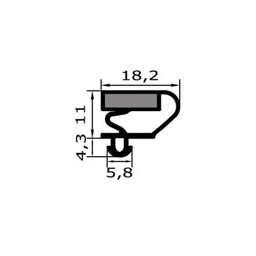 Kühlschrankdichtungsrahmen | 15,3 mm Höhe | Farbe: grau