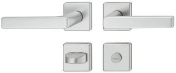 Türdrücker - Türdrücker-Garnitur für WC/Badezimmer | Hoppe Dallas 1643/52KV/52KVS | Farbe: silber