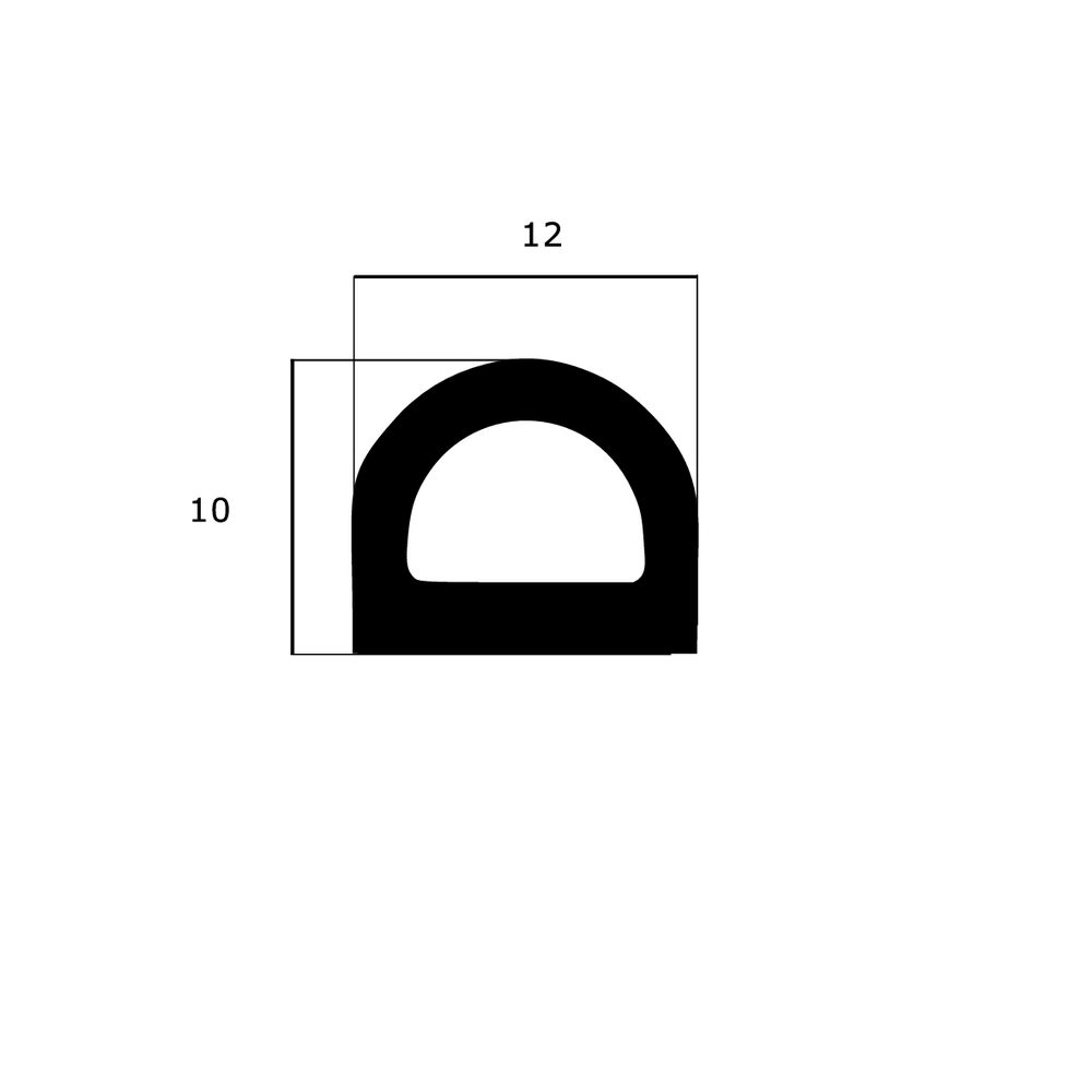 Türdichtung selbstklebend - Klebedichtung mit D-Profil | Spaltbreite: 8 – 11 mm | Farbe: schwarz