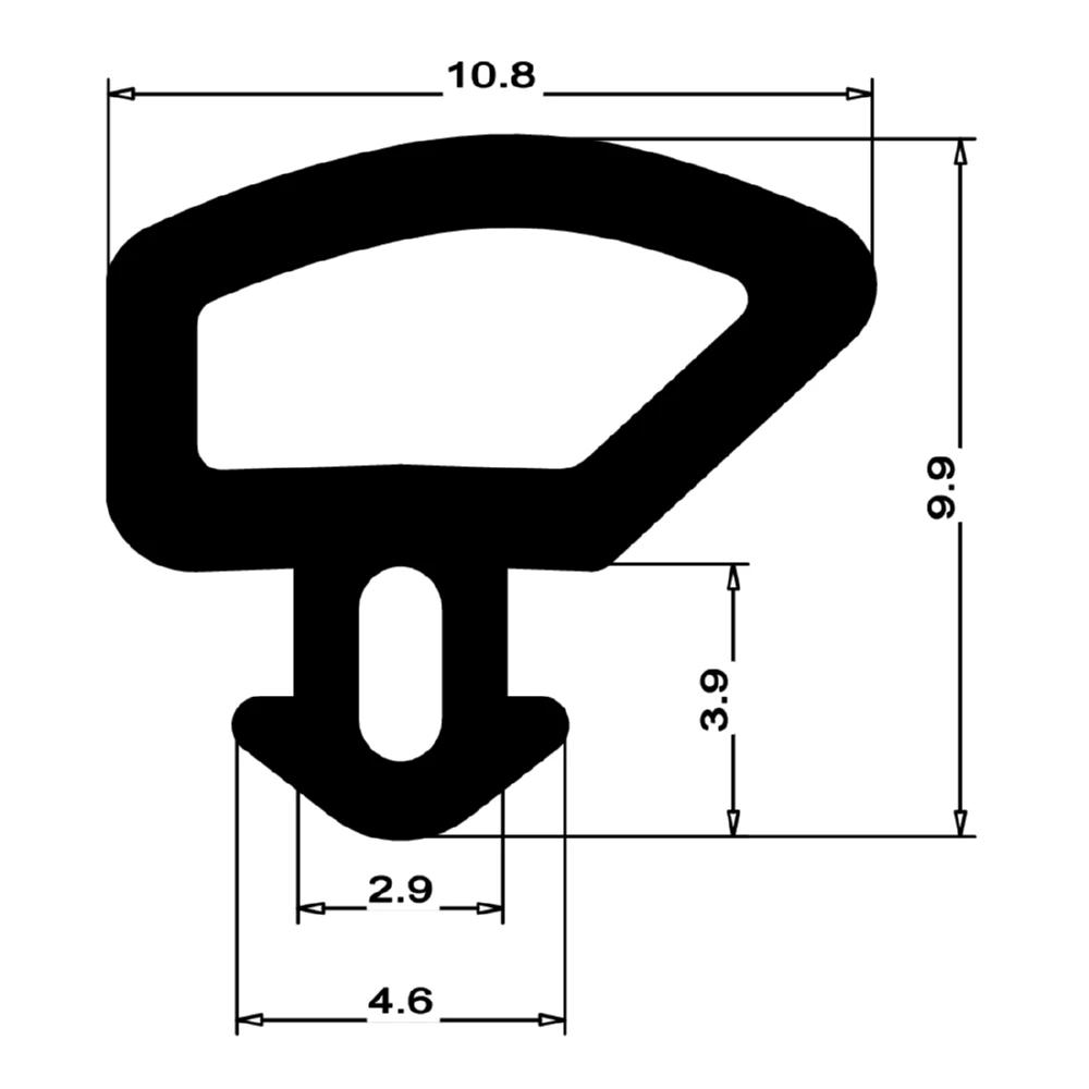 Anschlagdichtung mit Schlauch für WERU | 9,5 mm Höhe | Farbe: schwarz