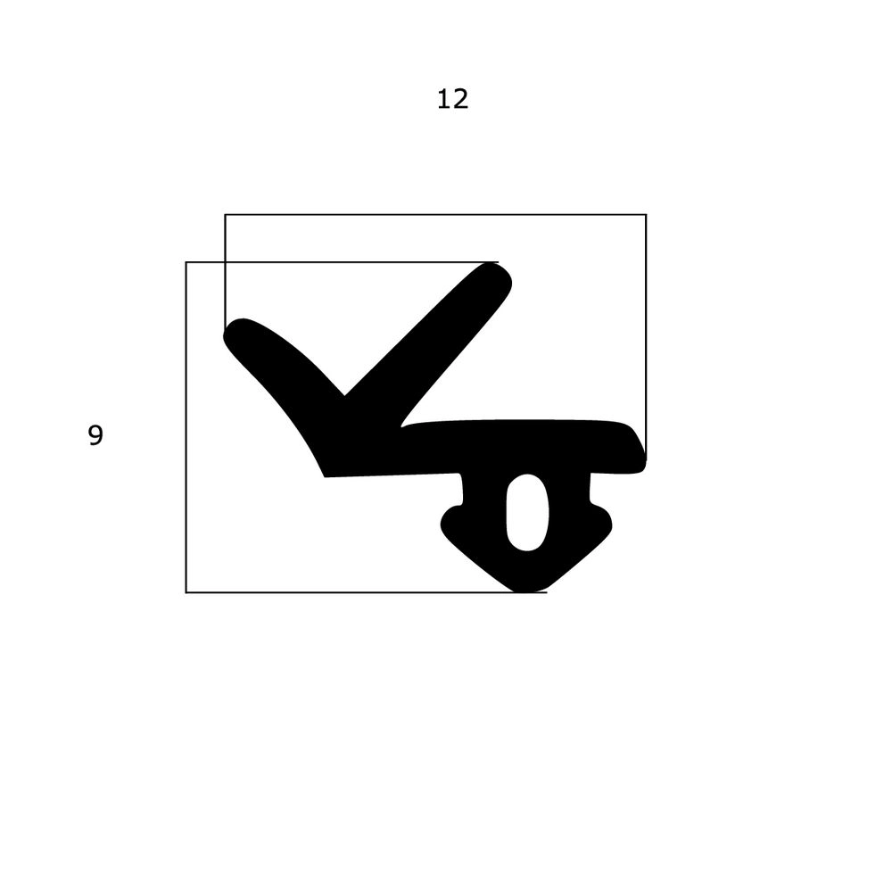 Lippendichtungen - Anschlagdichtung mit Lippe für Fenster | 9 mm Höhe | Farbe: schwarz
