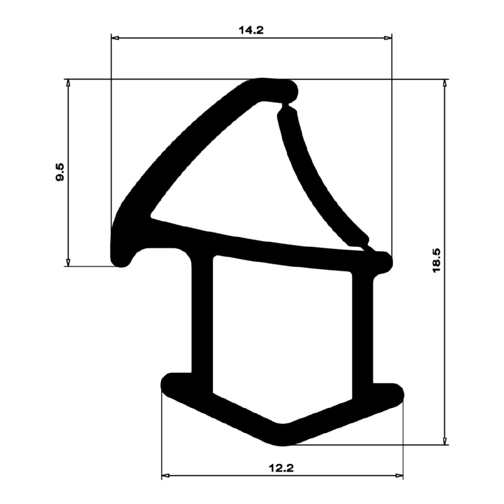 Stahlzargendichtung für Stahlrahmen | 17 mm Breite | Farbe: schwarz