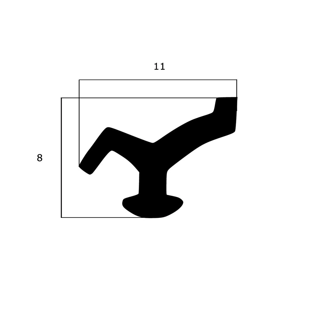 Lippendichtungen - Anschlagdichtung mit Lippe und profiliertem Fuß | 8 mm Höhe | Farbe: schwarz 