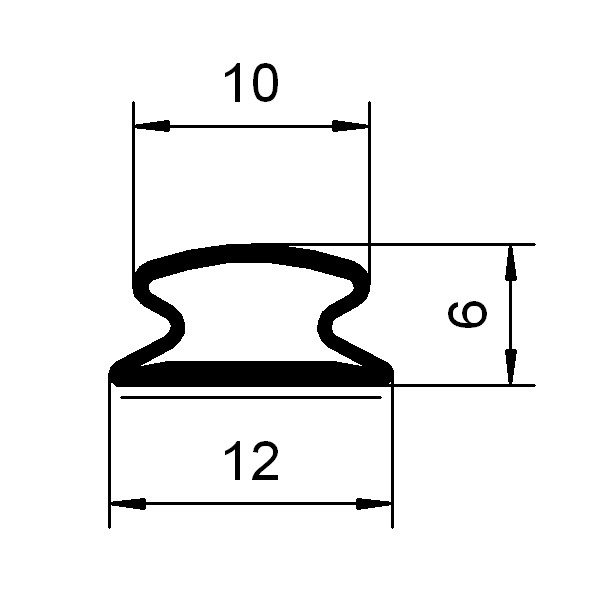 Dichtungsprofil sk 12 mm breit, für 3-5 mm Spalt in schwarz
