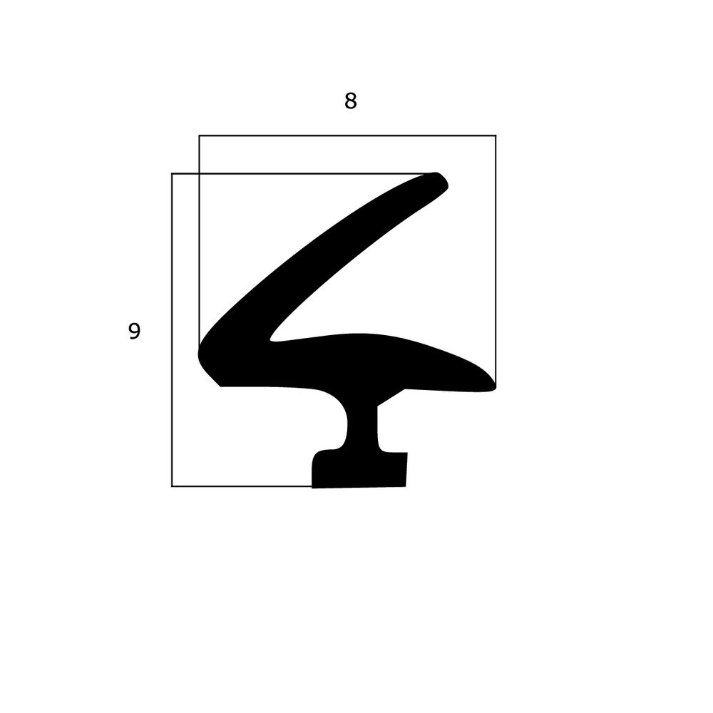 Lippendichtungen - Anschlagdichtung mit Lippe und profiliertem Fuß | 9 mm Höhe | Farbe: schwarz 