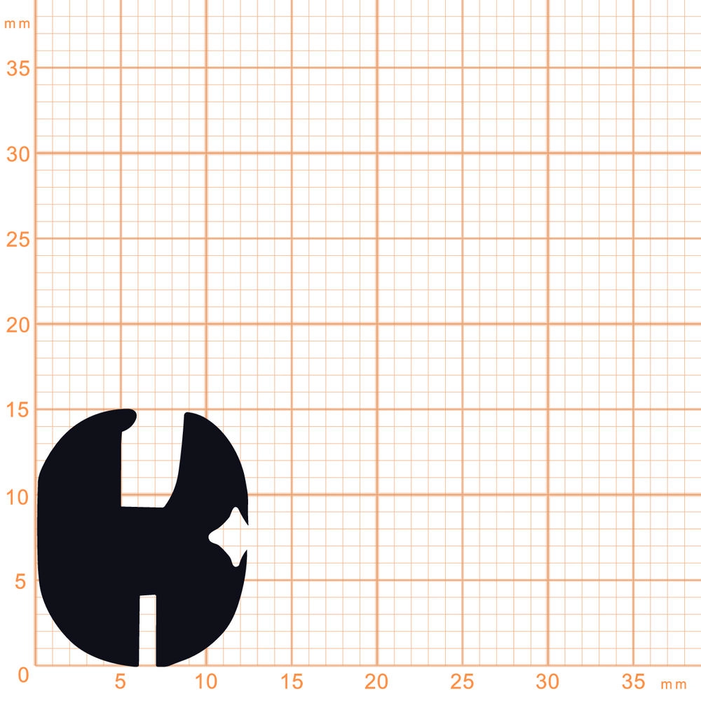 Gummiklemm- und Füllerprofile - Glasklemmprofil inkl. Füller | 12,6 mm Höhe | Farbe: schwarz