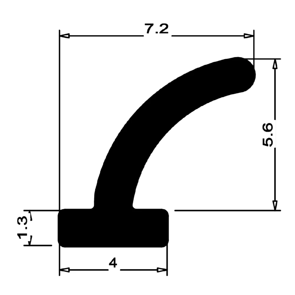 Anschlagdichtung mit Lippeund glattem Fuß | 8 mm Höhe | Farbe: schwarz