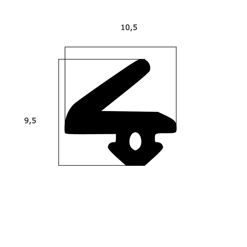 Lippendichtungen - Anschlagdichtung mit Lippe und profiliertem Fuß | 9,5 mm Höhe | Farbe: schwarz