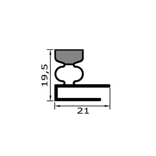 Kühlschrankdichtungsrahmen | 19,5 mm Höhe | Farbe: grau