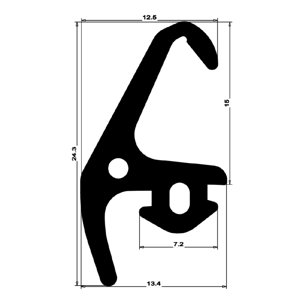 Mitteldichtung für Metall- und Alufenster | 24 mm Höhe | Farbe: schwarz