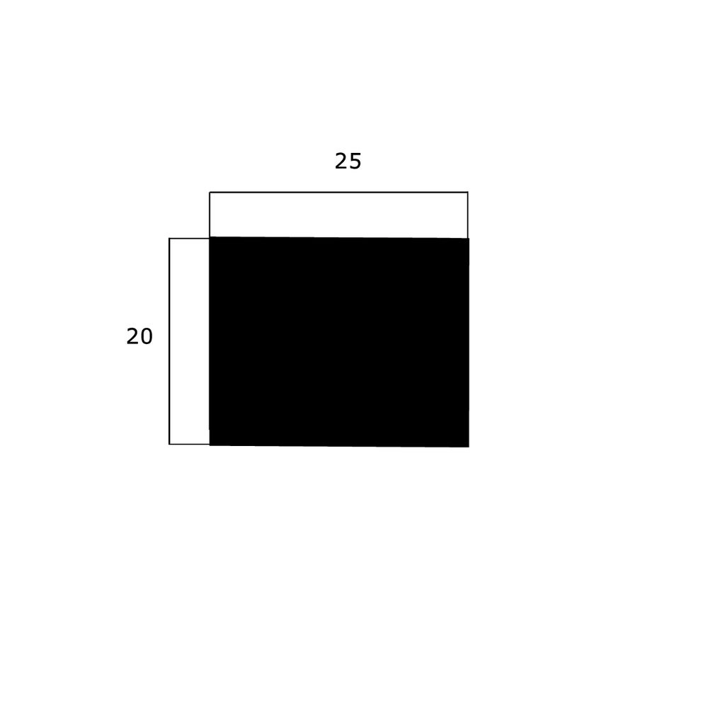 Moosgummi - Moosgummidichtung vierkant | 25 mm Breite | Farbe: schwarz