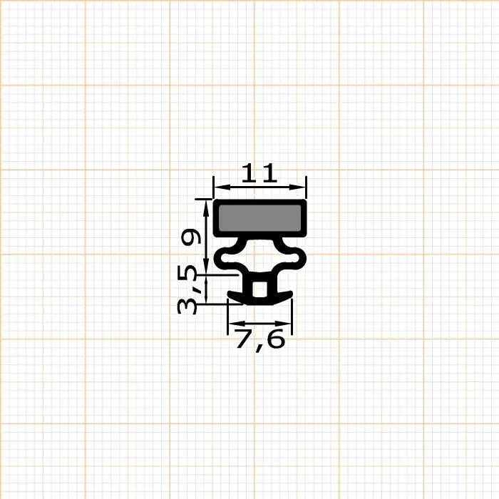 Kühlschrankdichtungsrahmen | 12,5 mm Höhe | Farbe: grau