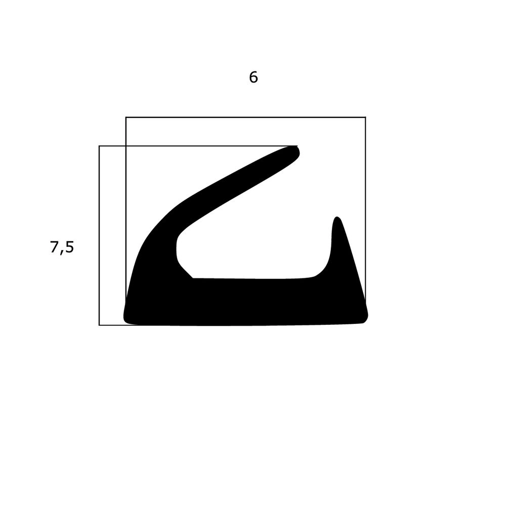 Lippendichtungen - Anschlagdichtung mit Lippe und glattem Fuß | 7,5 mm Höhe | Farbe: schwarz 
