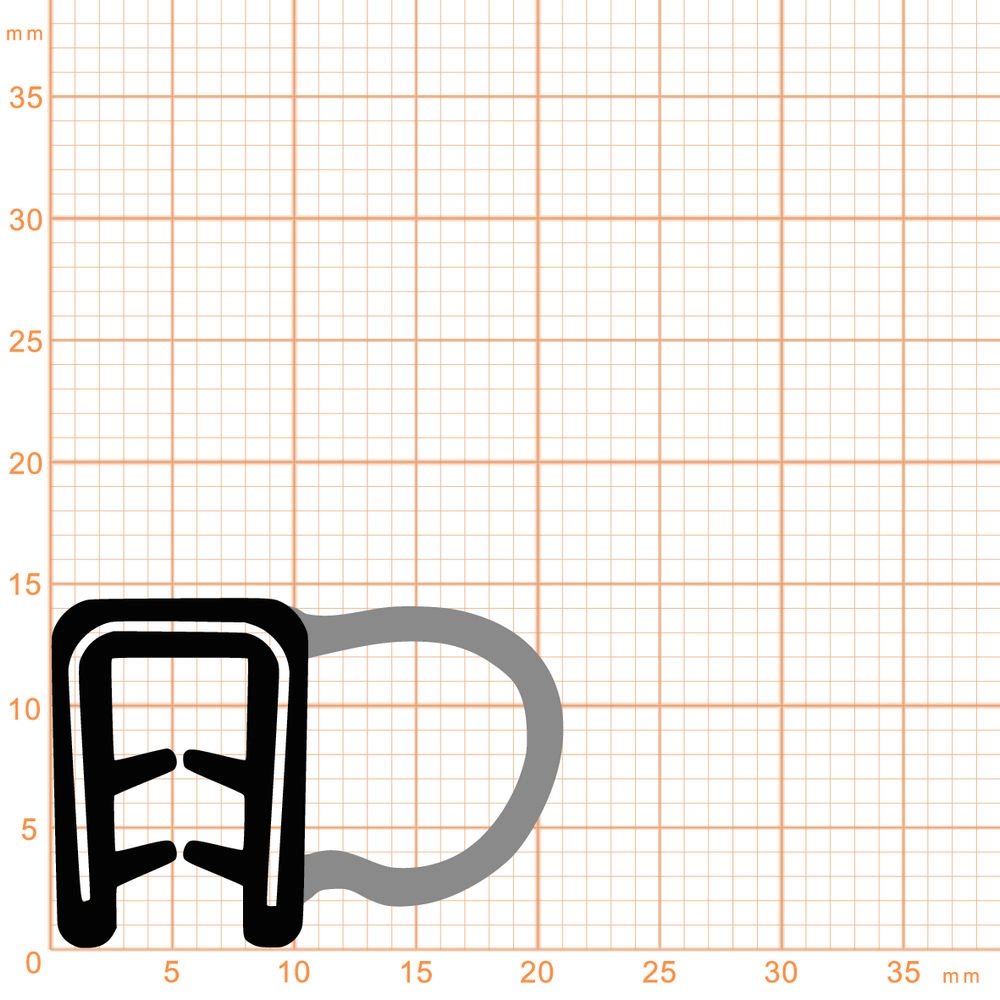 Kantenschutz Dichtprofile - Kantenschutzprofil | Klemmbereich: 1,5-3 mm | Farbe: schwarz