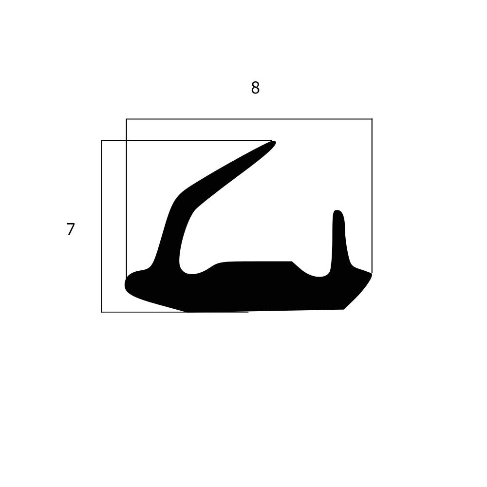 Lippendichtungen - Anschlagdichtung mit Lippe und glattem Fuß | 7 mm Höhe | Farbe: schwarz 