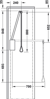 Garderobenlift  für Schränke | Ausführung: mit integrierter Dämpfung  | Breite: 560 - 950 mm