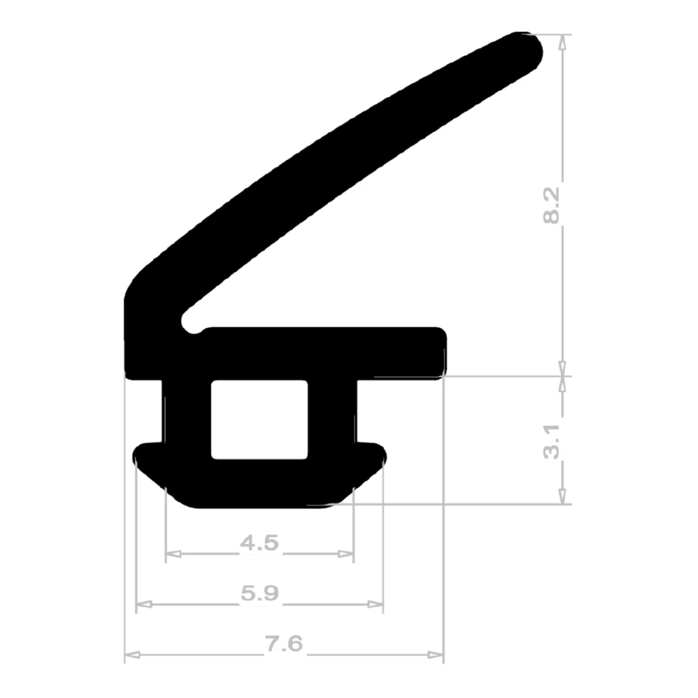 Anschlagdichtung mit Lippe und profiliertem Fuß | 12 mm Höhe | Farbe: schwarz
