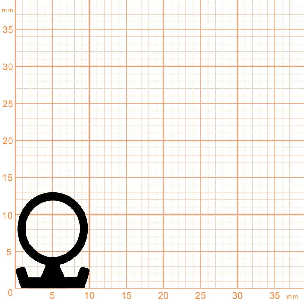 Anschlagdichtung mit Schlauch für Alu Halteprofile | 13 mm Höhe | Farbe: schwarz