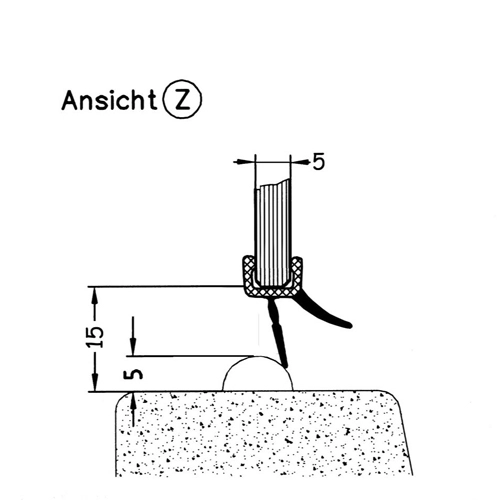 Waagrecht - Dusch-Wasserabweisprofil mit 135° Lippe | 5 mm Glasstärke | Farbe: transparent
