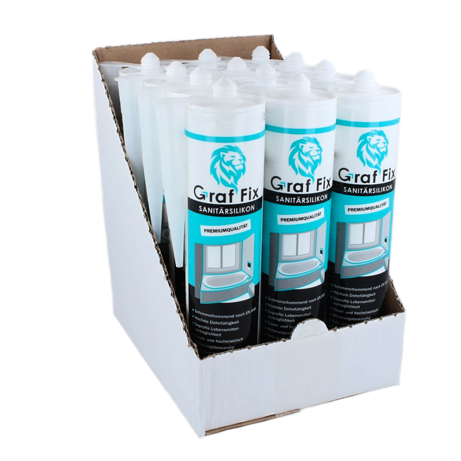 Graf-Fix Sanitärsilikon | 12er Karton | Farbe: weiß