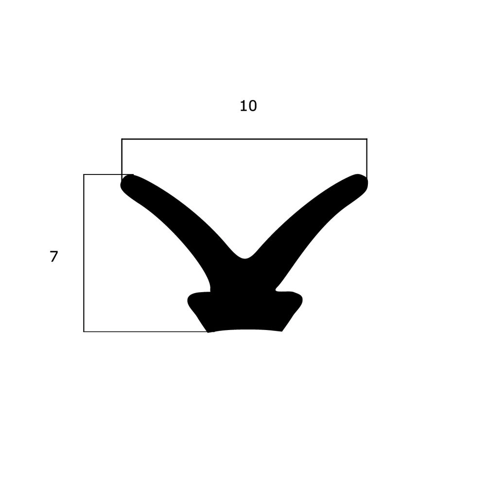 Lippendichtungen - Anschlagdichtung mit Lippe und profiliertem Fuß | 7 mm Höhe | Farbe: schwarz