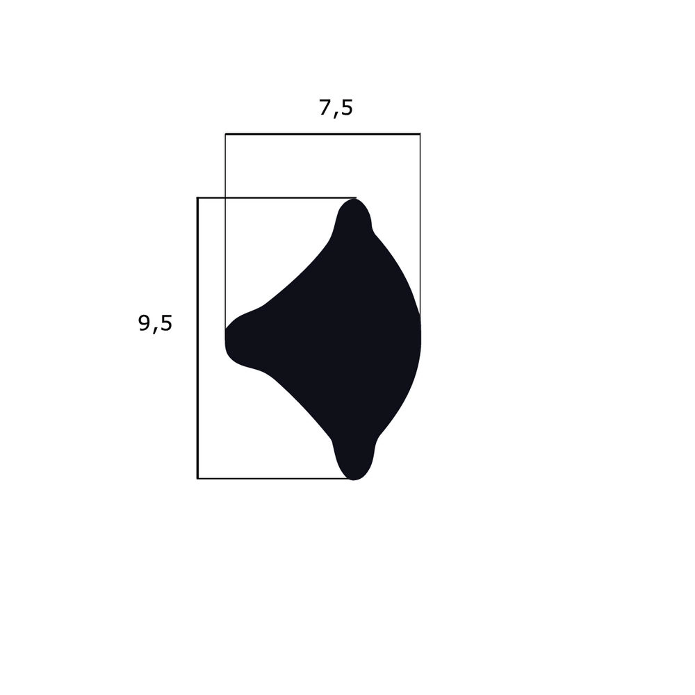Gummiklemm- und Füllerprofile - Füllerprofil für Gummiklemmprofile | Höhe: 9,5 mm | Farbe: schwarz