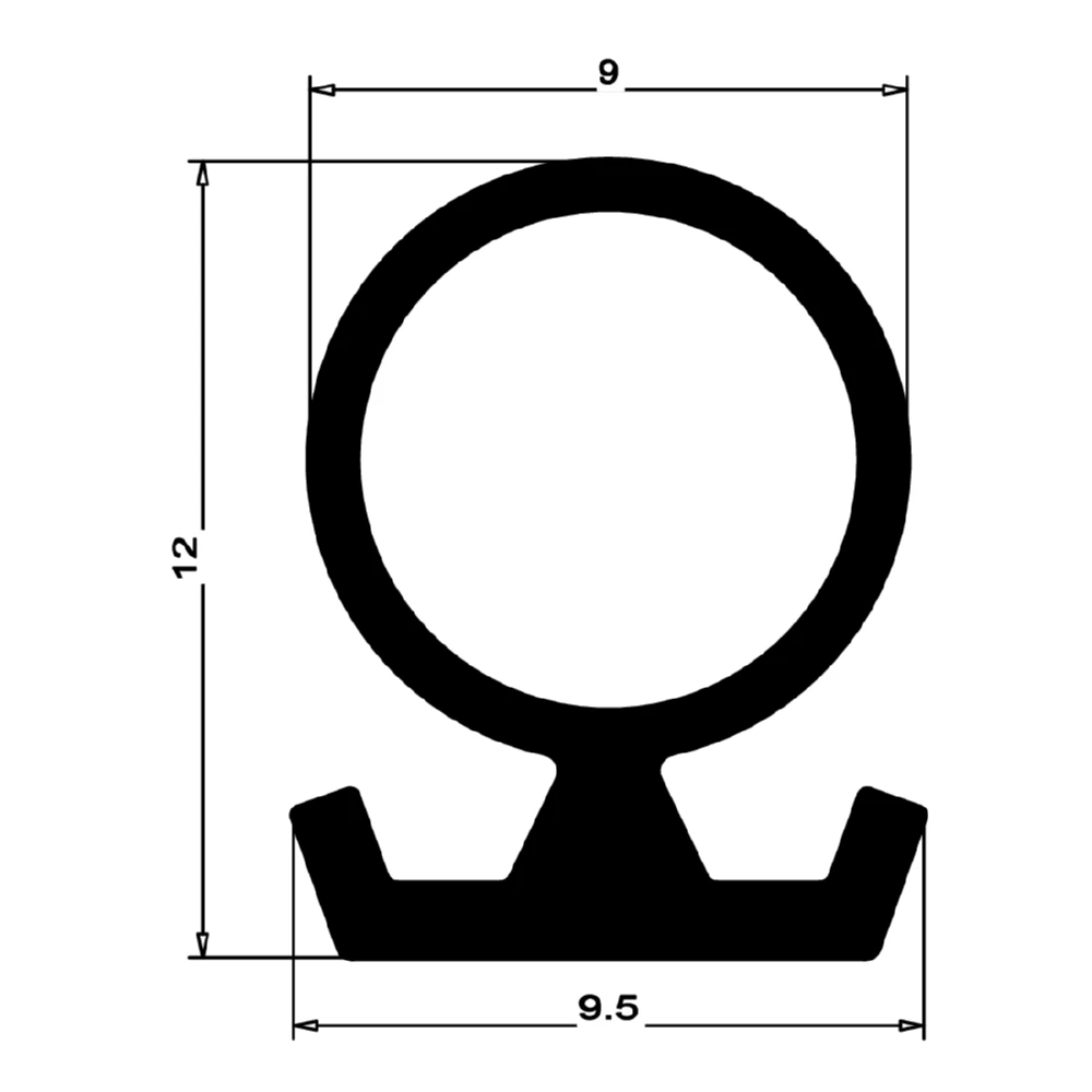 Anschlagdichtung mit Schlauch für Alu Halteprofile | 13 mm Höhe | Farbe: schwarz